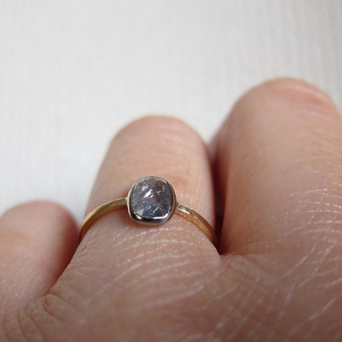 ブルーグレーダイヤモンド K18WG＋K18YG リング 指輪・リング