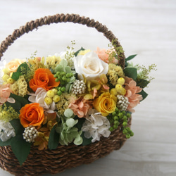 [誕生日プレゼント・ご両親贈呈品] Flower basket　Yellow rose 4枚目の画像