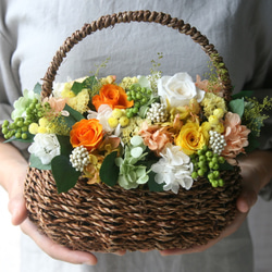 [誕生日プレゼント・ご両親贈呈品] Flower basket　Yellow rose 6枚目の画像