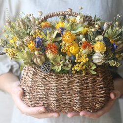 Natural yellow dryflower basket 5枚目の画像