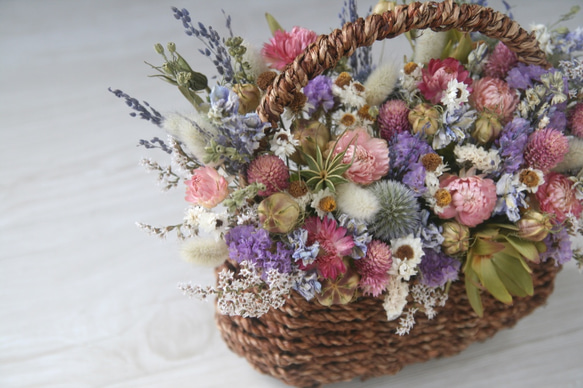 Natural pink dryflower basket 2枚目の画像