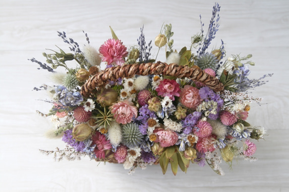 Natural pink dryflower basket 3枚目の画像