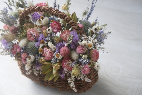 Natural pink dryflower basket 5枚目の画像