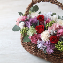 [誕生日プレゼント・結婚祝い・ご両親贈呈品] Flower basket Red rose 2枚目の画像