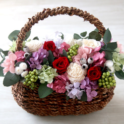 [誕生日プレゼント・結婚祝い・ご両親贈呈品] Flower basket Red rose 3枚目の画像