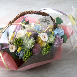 [誕生日プレゼント・結婚祝い] Flower basket (S)  Pink Rose 7枚目の画像