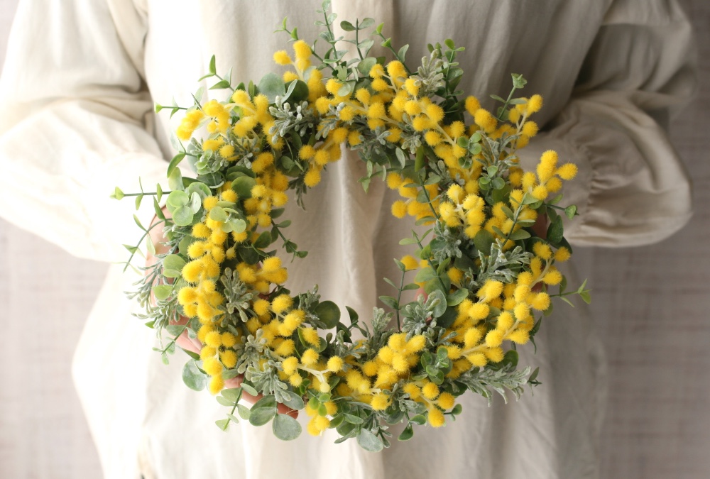 ミモザとユーカリのリース Artificial flower