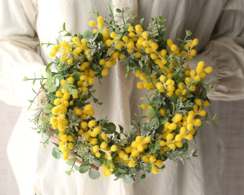ミモザとユーカリのリース Artificial flower リース QUEUE DE RANUN