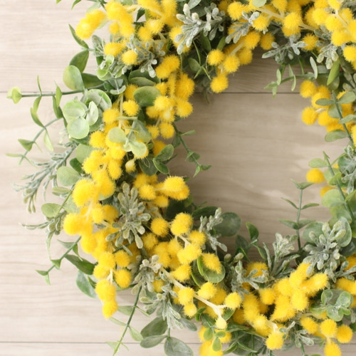 ミモザとユーカリのリース Artificial flower リース QUEUE DE RANUN