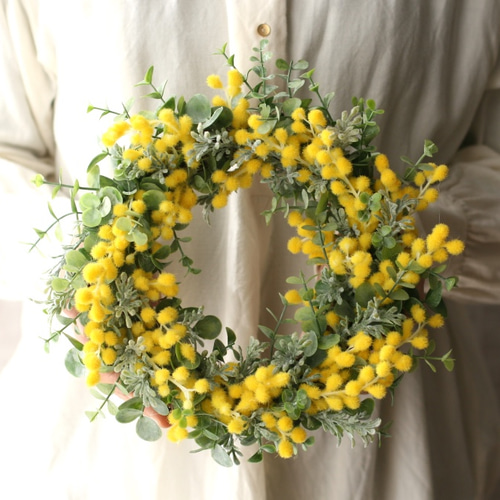 ミモザとユーカリのリース Artificial flower リース QUEUE DE RANUN