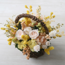 [誕生日プレゼント・結婚祝い] 　Flower basket (S) ミモザ 3枚目の画像