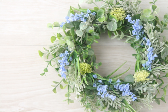 ユーカリのリース  Light blue　 Artificial flower 4枚目の画像