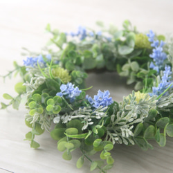 ユーカリのリース  Light blue　 Artificial flower 2枚目の画像