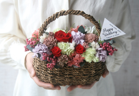 母の日オススメ Flower basket redrose 1枚目の画像