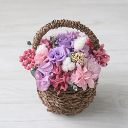 [5日以内発送] Flower basket Purple carnation -purple- (S) 2枚目の画像