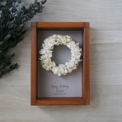 メッセージ入り　壁掛けフレーム wreath  -white- 1枚目の画像
