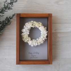 メッセージ入り　壁掛けフレーム wreath  -white- 3枚目の画像