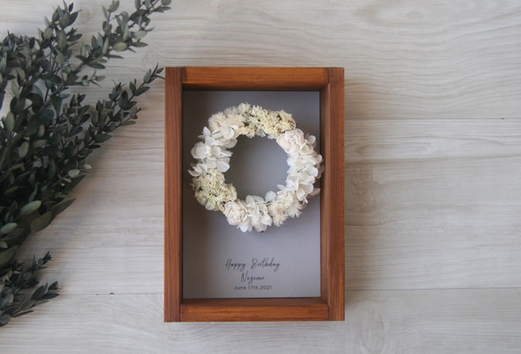メッセージ入り　壁掛けフレーム wreath  -white- 3枚目の画像