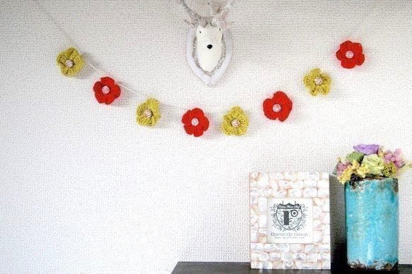 リバティとお花の手編みガーランドYO 3枚目の画像