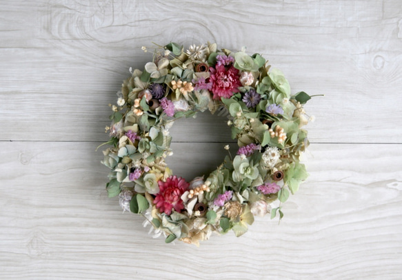 アジサイとオレガノ dryflower wreath pink 4枚目の画像
