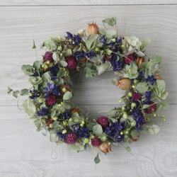 アジサイとオレガノ dryflower wreath purple　 4枚目の画像
