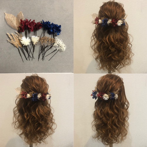 売れ筋アイテムラン ワインレッド ドライフラワー ヘッドドレス 和装 髪飾り 成人式 ヘアアクセサリー