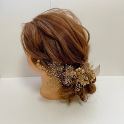 ✴︎ドライフラワー髪飾り✴︎ゴールド飾りゴールドヘア飾り和装飾り成人式髪飾り成人式飾り結婚式ウェディングブライダル振袖 5枚目の画像