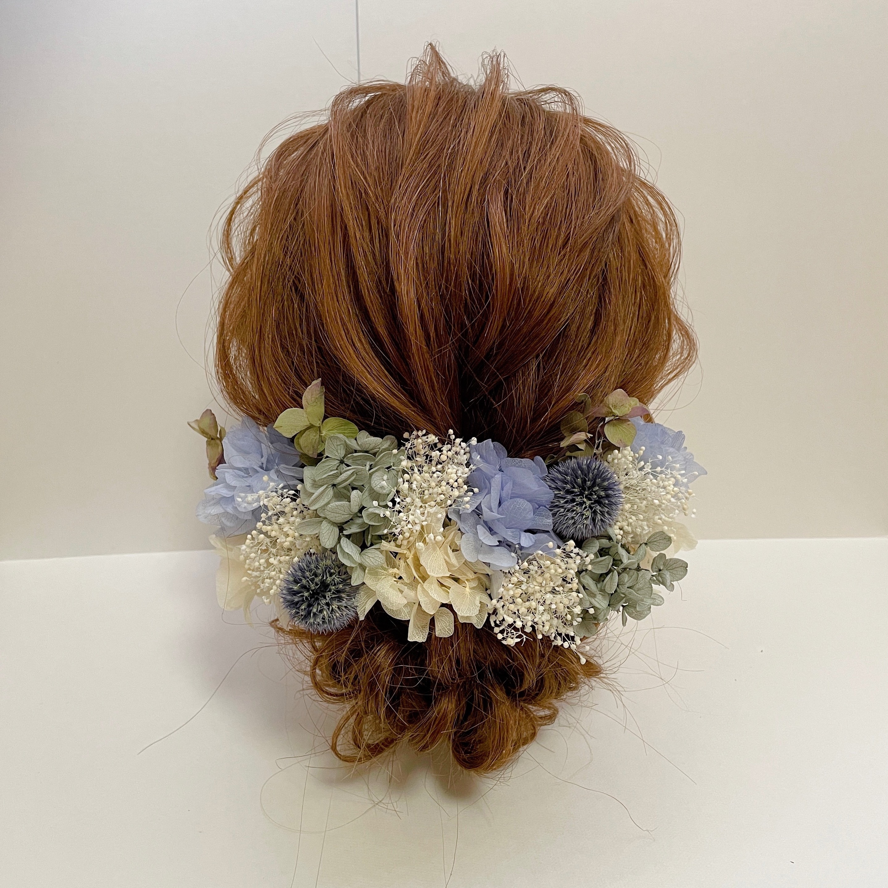 ドライフラワー 髪飾り ブルー 和装 成人式 ブライダル ウェディング 結婚式 振袖 卒業式 ヘッドドレス 袴 グレー