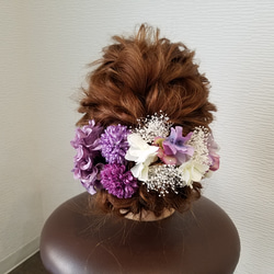 『和装髪飾り』ダリアピンポンマムかすみ草紫陽花和装ヘア成人式ヘア振り袖ヘア成人式髪飾り振り袖髪飾り白無垢ヘア白無垢髪飾り 3枚目の画像