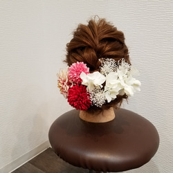 『和装髪飾り』ダリアピンポンマム和装ヘア成人式ヘア振り袖ヘア白無垢ヘア成人式飾り振り袖髪飾り白無垢飾りかすみ草紫陽花 2枚目の画像