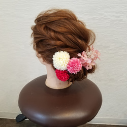 『和装髪飾り』ピンポンマム紫陽花かすみ草和装ヘア成人式ヘア振り袖ヘア白無垢ヘア卒業式ヘア成人式髪飾り振り袖髪飾り 2枚目の画像