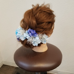 『和装髪飾り』ピンポンマム紫陽花かすみ草和装ヘア成人式ヘア振り袖ヘア白無垢ヘア卒業式ヘア成人式髪飾り振袖髪飾り白無垢飾り 4枚目の画像