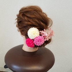 『和装髪飾り』ピンポンマム紫陽花かすみ草和装ヘア成人式ヘア振り袖ヘア白無垢ヘア卒業式ヘア成人式髪飾り振袖髪飾り白無垢飾り 2枚目の画像