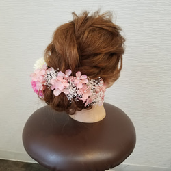 『和装髪飾り』ピンポンマム紫陽花かすみ草和装ヘア成人式ヘア振り袖ヘア白無垢ヘア卒業式ヘア成人式髪飾り振袖髪飾り白無垢飾り 4枚目の画像