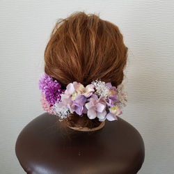 『和装髪飾り』ダリアピンポンマム紫陽花かすみ草成人式ヘア成人式髪飾り結婚式髪型振り袖ヘア振り袖髪飾り白無垢ヘア白無垢飾り 4枚目の画像