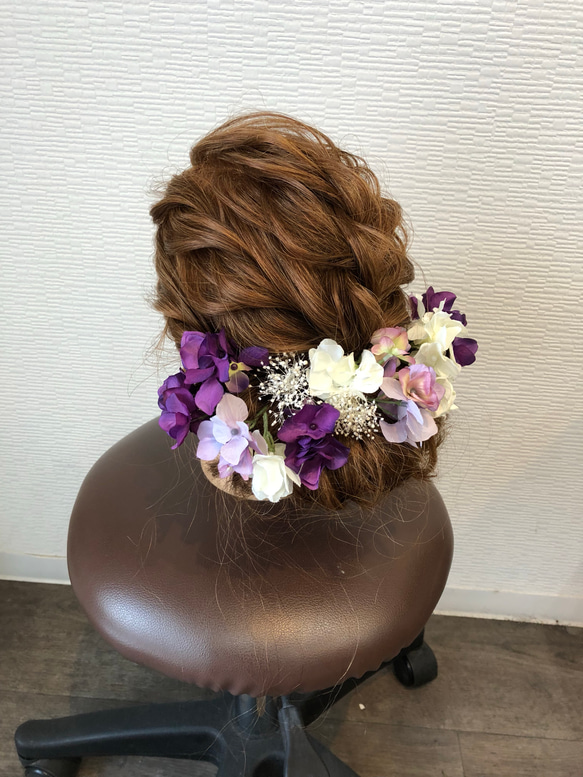 『和装髪飾り』紫陽花かすみ草和装ヘア和装髪飾り成人式ヘア成人式髪飾り振袖ヘア振袖髪飾り卒業式ヘア袴ヘアヘッドドレス 2枚目の画像