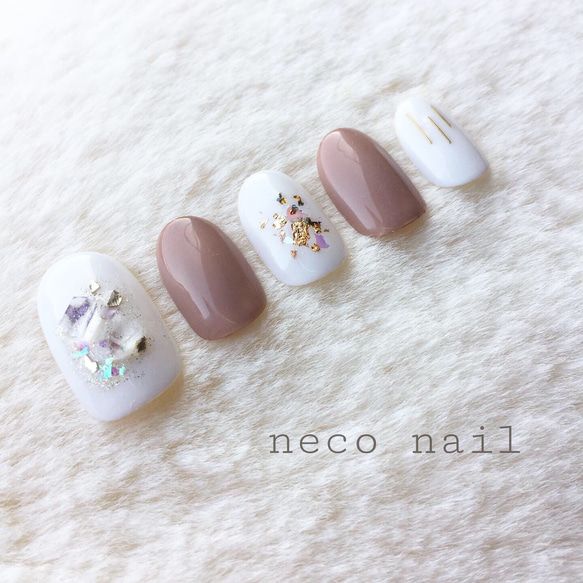 neco nail No.65 トープベージュネイル♡ ショート　ネイルチップ 2枚目の画像