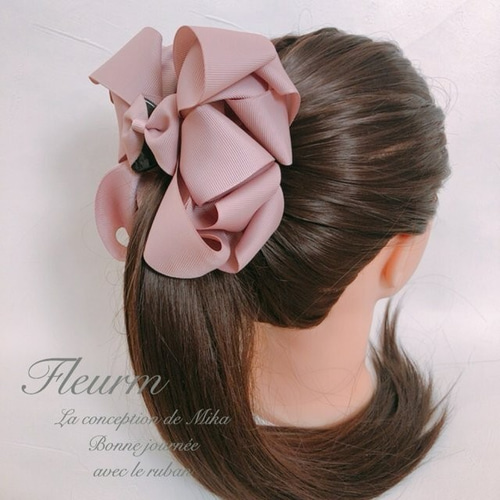 オーダーページ ハンドメイド　人気 バンスクリップ リボン グログランビッグリボン バンスクリップ ヘアクリップ・バナナクリップ