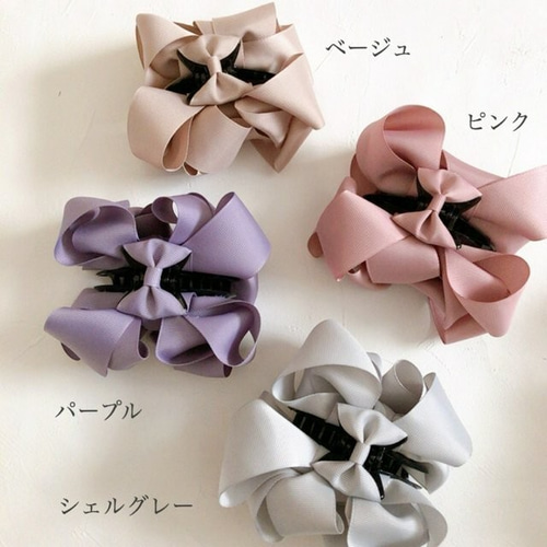 グログランビッグリボン バンスクリップ ヘアクリップ・バナナクリップ