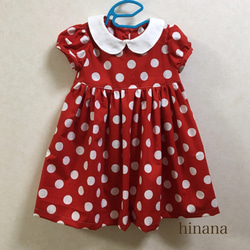 赤ドットワンピース♡丸襟♡白リボンタイプ 赤ドット ワンピース♡丸襟 白リボンタイプ♡水玉 子供服 Remyu 通販