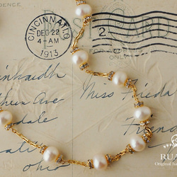 14kgf*Rhinestone rondel & FW pearl neckles 1枚目の画像