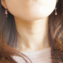 Pink opal rose amethyst asymmetry pierce 5枚目の画像