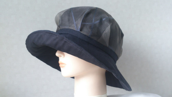 魅せる帽子☆SALE!オーガンジーと綿ローンのリバーシブルキャプリーヌ 2枚目の画像