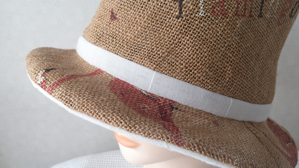 魅せる帽子☆涼しい！ざっくりリネン&コットンのソフトハット～フラミンゴ 4枚目の画像