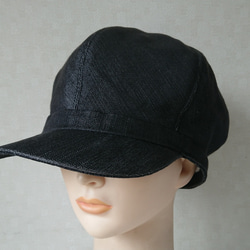 魅せる帽子☆ブラックデニムのリバーシブルキャスケット～モノトーン 3枚目の画像