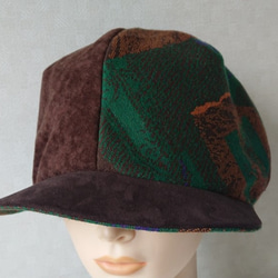 迷人的帽子☆柔軟♪羊毛針織和絨面革Casquette棕色 第2張的照片