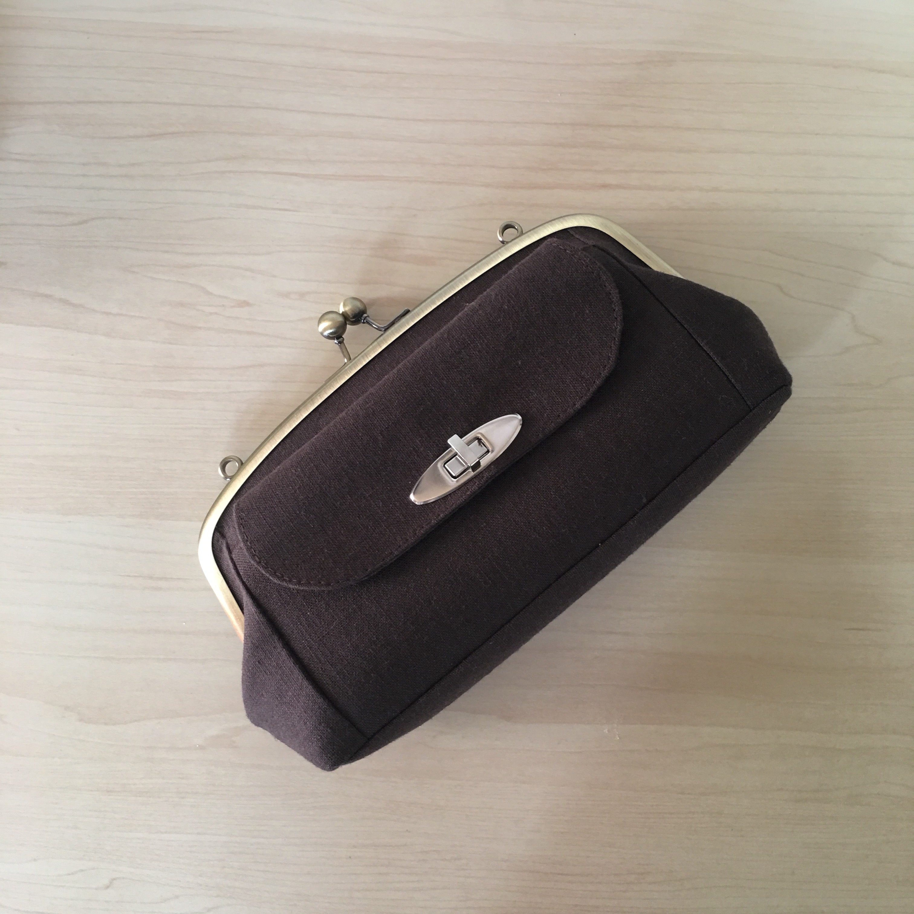 大容量 親子がま口 長財布 チョコブラウン