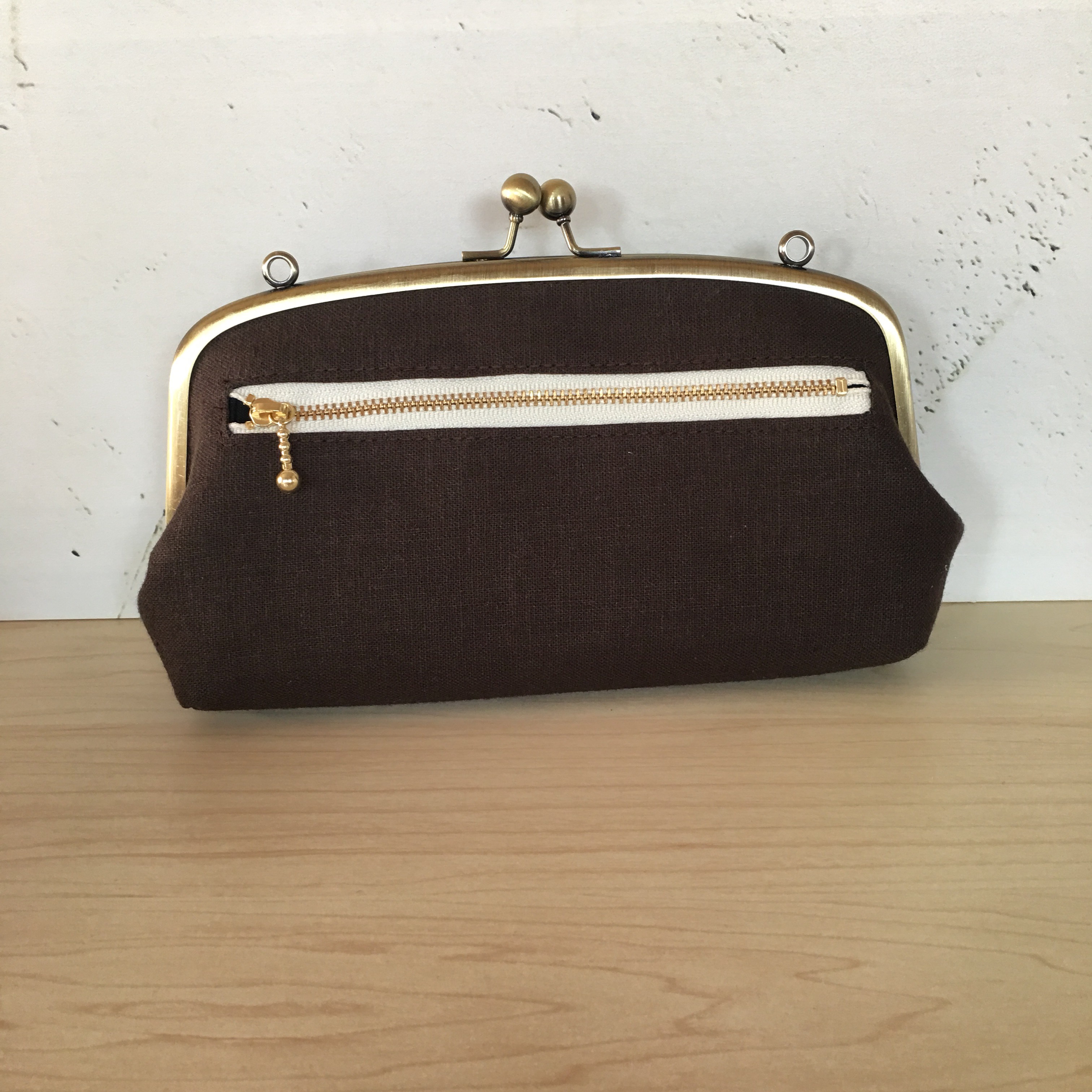 大容量 親子がま口 長財布 チョコブラウン