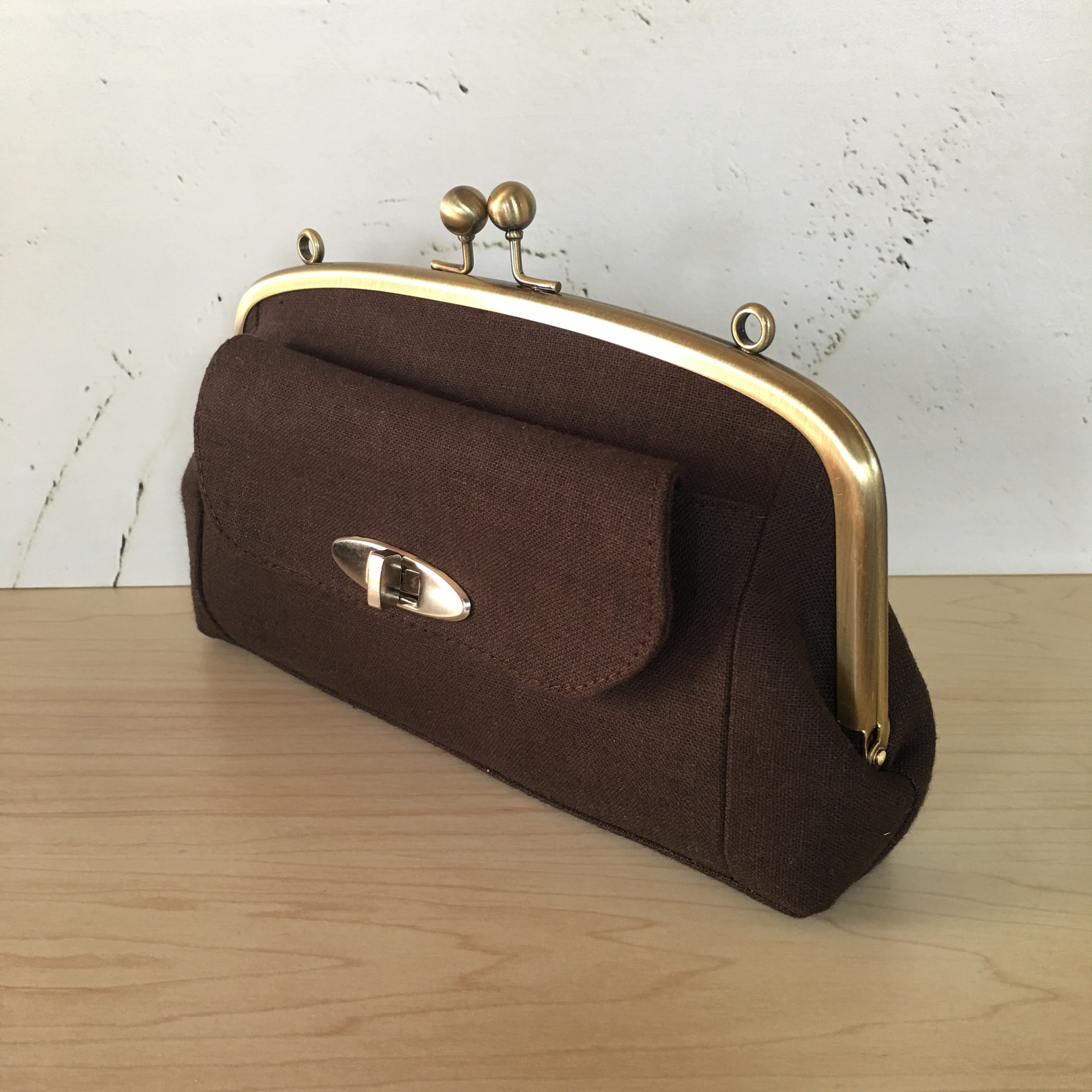 大容量 親子がま口 長財布 チョコブラウン