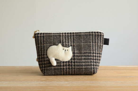 試圖穿過郵袋的貓袋（胖乎乎的白色貓18厘米拉鍊格倫檢查） 第1張的照片